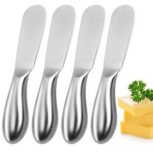 lot 1554 image: Mlurcu Butter Knives 4 Pieces Stainless Steel Cheese Butter Spreader Knife Set for Cold Butter, Cream Cheese, Jam, Pastry, Charcuterie, Multipurpose Kitchen Gadgets&nbsp