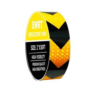 lot 1564 image: SWRT 2 Inch X 30 FT Reflective Tape Outdoor Waterproof Black &amp Yellow Reflective Tape Heavy Duty Strong Adhesive Hazard Caution Safety Warning Tape Reflector Conspicuity Tape for Trailer&nbsp&nbsp