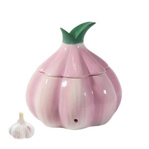 lot 1565 image: TOIVO Garlic Keeper for Counter with Lid and Holes GarlicSaver,Garlic Holder Storage Container toKeep(purple) - Retail $25