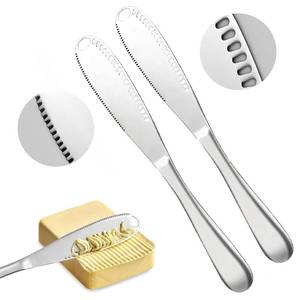 lot 1590 image: HYSENE 2 Pcs Butter Knife with Holes, 3 in 1 Stainless Steel Spreader Knife, Cold Butter Spreader for Cheese,Peanut&nbsp&nbsp