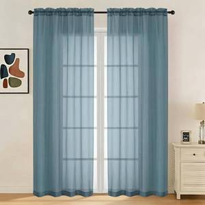 lot 1595 image: LIVEKID Dusty Blue Sheer Curtains 84 Inches Long 2 Panels - Light Filtering Breathable Voile Textured Sheer Curtains for BedroomLiving Room, Rod Pocket Soft Elagant &amp Airy Solid Drapes, W42 x L84&nbsp&nbsp
