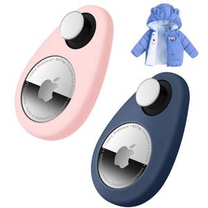 lot 1623 image: for Airtag Holder for Kids Baby Toddler Hidden 2 Pack GPS Tracker Case, Anti-Removal Airtag Silicone Case with Safety Pins, Suitable for Children, Elderly, Pets, Backpack, Luggage (BluePink) - Retail $10
