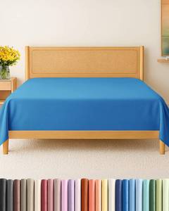lot 1626 image: Twin Size Flat Sheet - Hotel Quality Top Flat Bed Sheet Only - Ultra-Soft, Breathable & Cooling - Fade & Wrinkle Free - Easy-Care, Stain & Shrink Resistant Bedding - Easy-Fit & Oeko-Tex - Royal Blue - Retail $13