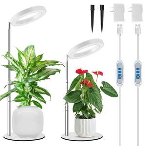 lot 1629 image: Kullsinss Grow Lights for Indoor Plants, 80 LEDs Full Spectrum Plant Lights for Indoor Growing with 2 Mounting Options, 61216H Timer, 3 Spectrum Modes, 9.8-37 Height Adjustable Grow Lamp, 2 Pack - Retail $32
