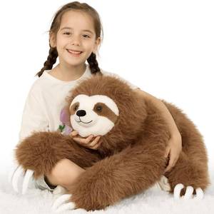 lot 1634 image: BENINY Large Sloth Stuffed Animals 28, Realistic Three Toed Big Sloth Plush Pillow with Snap Button Hands for Hanging, Gifts for Teens Adults Decors - Retail $37