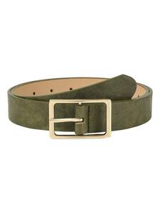 lot 1647 image: BEAUDRM Womens Elegant Square Metal Gold Buckle Belt Trendy PU Leather Dressy Waist Belts for Jeans Dress Olive Green Suit Waist Size37.4-41.3 - Retail $20