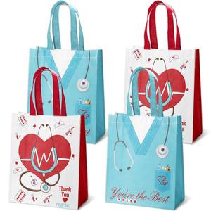 lot 1649 image: Ertyjikg 20 Pcs Nurse Week Gift Bags Reusable Thank You Nurses Gift Non-woven Bags Goody Treat Bags 2025 Nurse Graduation Party Decorations - Retail $10