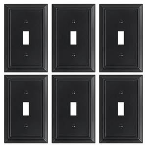 lot 1668 image: 6-Pack Single Toggle Light Switch Cover Plate, Durable Natural Bamboo Fiber Decorative Switch Plate Covers, Matte Black 1 Gang Wall Plate, Corrosion Resistant - Retail $18