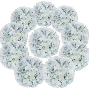lot 1669 image: Flojery Silk Hydrangea Heads Artificial Flowers Heads with Stems for Home Wedding Decor,Pack of 10 (Lake Blue) - Retail $16