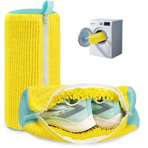 lot 1670 image: Shoe Washing Machine Bag Laundry Shoe Bag for Washer and Dryer Reusable 2pc Shoe Cleaning Bags for Sneakers 360° Deep Cleaning Machine for All Shoes Types With Self-locking Zipper - Retail $20