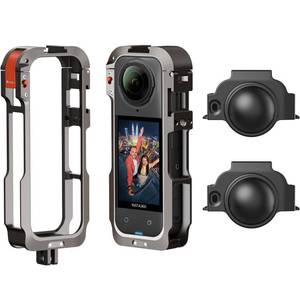 lot 1675 image: AMAZEAR Metal Protective Case for Insta360 X5 Accessories, Insta 360 X5 Multifunction Utility Frame Stronger Construction Aluminum Cage with Quick-Release Safety Lock, Various Expansion Mounts - Retail $28