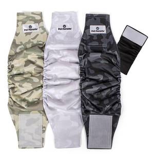 lot 1686 image: Pet Parents Washable Belly Bands for Male Dogs (3pack)  Extendrs of Durable Dog Diapers Male, Premium Male Dog Diapers & Dog Wraps (X-Large, Camo) - Retail $35