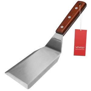 lot 1689 image: Professional Metal Spatula for Cast Iron Skillets and Flat Top Grills, Full Tang Wooden Handle,1.8mm Thick Stainless Steel Blade, Smash Burger Spatula Turner for Flipper, Cooking, BBQ, 4.7 x 2.7 Inch - Retail $15