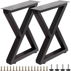 lot 1715 image: VASGOR 16-Inch Heavy-Duty Metal Table Legs (Set of 2), Black Double Triangle Design, Furniture Leg for Bench, Coffee Table, DIY Projects Includes Screws &amp Floor Protectors (16 - Z Shape) - Retail $30