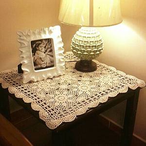 lot 1720 image: Lelefly Cotton Handmade Crochet lace Table Runners Square Tablecloth Doilies Doily Table Dresser Scarf Dacor,19 inch,Beige - Retail $13