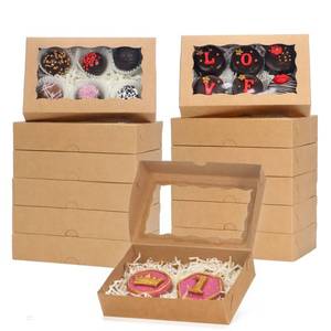 lot 1747 image: RomanticBaking 100 Pack Brown 7 x 4 38 x 1 12inches Cookies Boxes for Wedding Baby Shower Bakery Boxes for Macaron Truffle Donut Chocolate Cakesicle - Retail $34