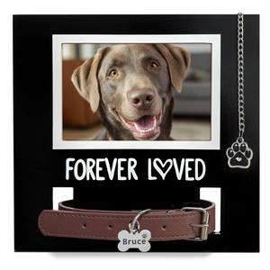 lot 1751 image: MYPAWLETS DogCat Collar Memorial Frame with Paw Print Charm,Pet Loss Sympathy Gift,Pets Memorial Gift for Loss of Dog,Forever Loved Pet Keepsake Frame,Dogs Passing Away Gifts - Retail $12