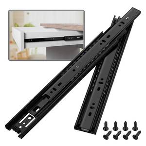 lot 1761 image: BAIDICE 5 Pair Full Extension Ball Bearing Drawer Slides 8 10 12 14 16 18 20 22 24 Inch 100 LB Load Capacity Side Mount File Cabinet Rails Dresser Metal Runner Trash Can Kitchen (16 inch, Black) - Retail $43