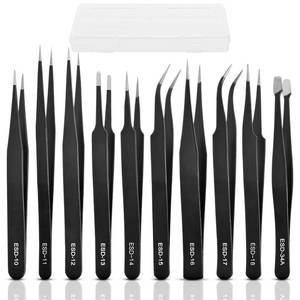 lot 1774 image: XinYunfan 10Pcs Precision Tweezers Set, Upgraded Anti-Static Stainless Steel Tweezers with Storage Box, for Craft, Electronics, Jewelry-Making, Laboratory Work, Soldering, DIY - Retail $6