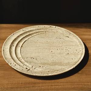 lot 1778 image: astavostone Natural Travertine Tray 9.5&nbsp Cream Beige Marble Decorative Tray, Fruit &amp Vase Display Plate, Decorative Catchall for Keys, Jewelry &amp Objects on Table, Island or Entryway Counter Decor - Retail $40