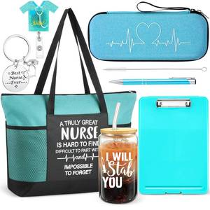 lot 1789 image: LemonRoad 7 Pcs Nurse Graduation Gifts Set 2026 Nurse Week Appreciation Gift Rn Gifts Nursing Student Birthday Gift Baskets Funny Nurses Thank You Accessories(Blue) - Retail $26