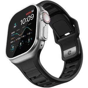lot 1796 image: Keybudz Journey Series for Apple Watch Strap - FKM Rugged Band with Aluminum Buckle (Carbon Black) Compatible with Apple Watch Ultra 12, Series 10 46mm, 987 45mm, SE2SE654 44mm, 321 42mm - Retail $40
