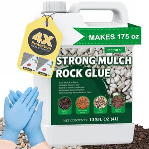lot 1800 image: 135 oz Clear Mulch Glue for Landscaping Strong Rock Glue for Landscaping, All-Weather Anchor Binder Adhesive, Locks Down Gravel &amp Stones, Prevents Wind &amp Rain Erosion, Pet-Safe (Covers 400 sq ft) - Retail $46