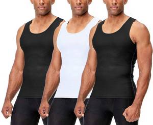 lot 1813 image: DEVOPS 3 Pack Mens Muscle Dry Fit Compression Tank Top (Large, BlackBlackWhite) - Retail $25