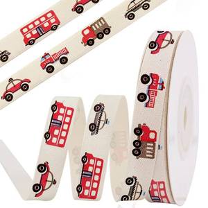 lot 1817 image: Car Cotton Ribbon, 58 x 10 Yards Colorful Bus Taxi Ribbons Soft Cute Cars School Roll Fabric Ribbon for Home Dacor Gift Wrapping DIY Crafts School Supply - Retail $9