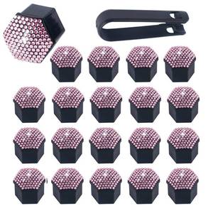 lot 1833 image: Diamall 20 PCS Bling Crystal Wheel Lug Nut Covers, 19mm Hexagonal Wheel Bolt Nut Caps Covers with Removal Tool, Wear-Resistant Tire Nut Cover, Car Exterior Bling Accessories for Girls Womens (Pink) - Retail $17