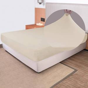 lot 1836 image: Set of 2 Soft Stretch Full Size Fitted Sheet Only - Jersey Knit & Cozy T-Shirt Like, 4-Way Stretchy Snug Fit & Wrinkle Free, No More Slipping Mattress Sheets - Creamy Beige, Full - Retail $17