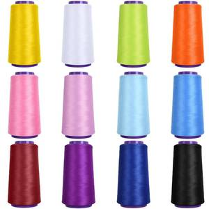 lot 1838 image: 12 Pack Woolly Nylon Serger Thread Cones, 2000M Each Spool Overlock Thread, PolyesterThread for Serger&ampOverlock Machine Use,Low Stretchy - Retail $24