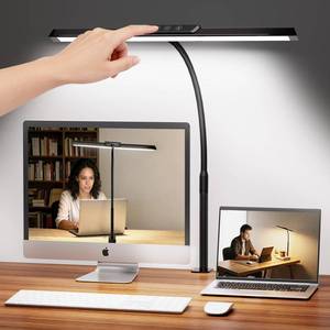 lot 1840 image: LED Desk Lamp for Office Home, Stepless Dimming Architect Desk Light with DC Adapter, Eye-Caring Desk Lamp with Clamp, 25 Lighting Modes Adjustable 12.8in Flexible Gooseneck for Workbench, Drafting - Retail $22