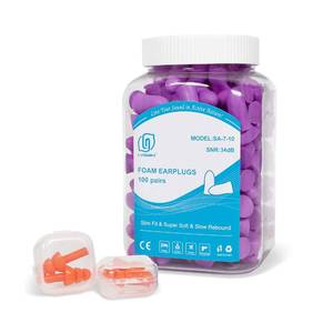 lot 1843 image: LYSIAN Slim Fit Foam Ear Plugs for Small Ear Canals, 100 Pairs 35dB SNR Noise Reduction Earplugs for Study, Travel, Work and Daily Quiet, Women, Teens, Purple - Retail $13