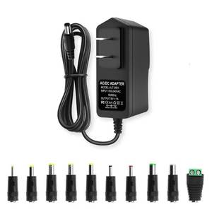 lot 1848 image: 9V DC Power Supply 1A AC Adapter, 100-240V 5060Hz to 9 Volts 1Amp Transformer, DC 9V Power Cord, Tip Positive, 5.5mm x 2.5mm Plug &amp 10 Tips - Retail $8
