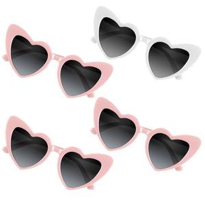 lot 1849 image: BOUBONI 6Pack Bachelorette Sunglasses Heart Sunglasses Vintage Heart Shaped Glasses for Women Bridal Party Wedding (4, WhitePink) - Retail $7