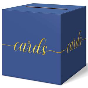 lot 1859 image: QIKSION Navy Blue Graduation Card Box, Gold Foil Gift Card Box for Graduation, Party, Wedding Reception, Birthday, Baby Shower, Raffle - Retail $8