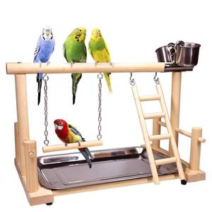 lot 1864 image: kathson Bird Playground,Parrot Play Stand,Parakeet Play Gym with Feeding Cups,Cockatiel Perchs Playstand with Exercise Toys for Budgie Conures Cockatoos Lovebirds - Retail $20
