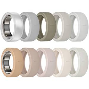 lot 1889 image: sylacor 10 Pack Ring Cover Compatible with Oura Ring Gen 4Ceramic, Oura Ring Gen 3, Anti-Scratch Elastic Silicone Oura Ring Protector Case for Men Women Working Out Gym (10Collors-4, S (678910)) - Retail $7