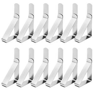 lot 1895 image: 12 Pack Tablecloth Clips- Picnic Table Cloth Clips- Stainless Steel Table Cloth Cover Clamps- Table Clips for Restaurant Picnics Marquees Weddings Graduation Party- Fits Up to 1.7 Thick Tables - Retail $6