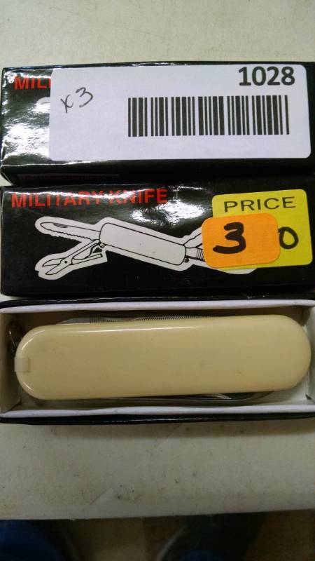 lot 1028 image: 3 Small Military Knife 8 function - NIB