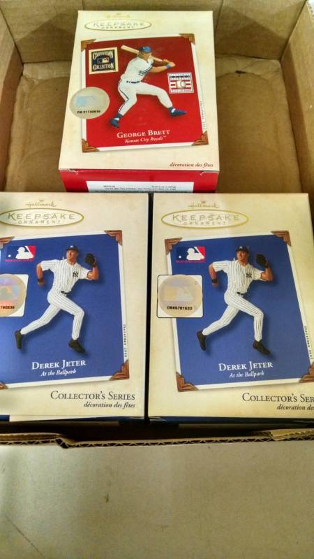 lot 1049 image: 3 Hallmark Sports Ornaments - Derek Jeter, George Brett