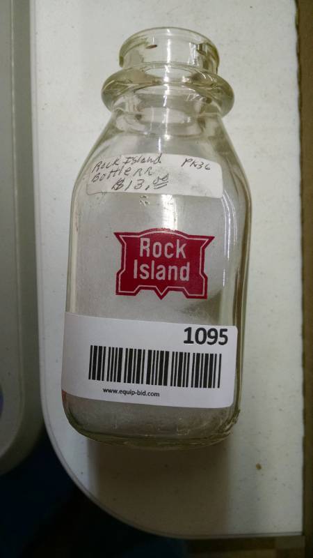 lot 1095 image: Rock Island 13 Quart Milk Bottle - Rare