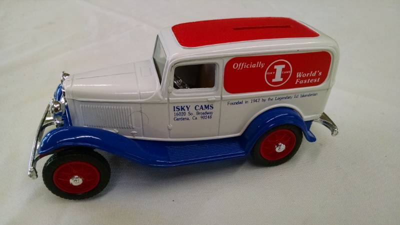 lot 1168 image: Ertl 1932 Ford Replica Die Cast Bank - Isky Cams