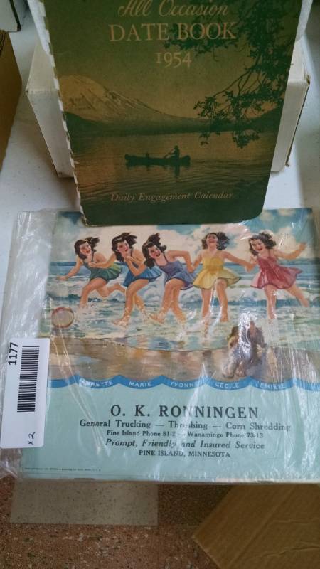 lot 1177 image: All Occasion Date Book 1954 - O.K. Ronningen Greetings Calendar 1943