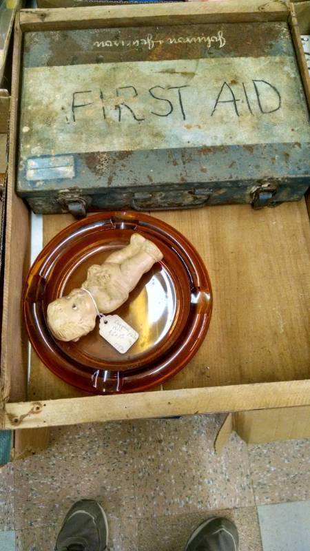 lot 1353 image: Wood Box wOld First Aid Kit