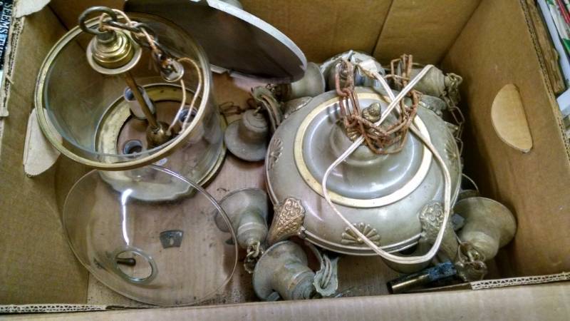 lot 1421 image: 2 Boxes of Antique Light Fixtures