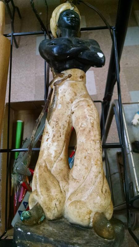 lot 1435 image: Old Chalk Lamp - chip on elbow. see photo
