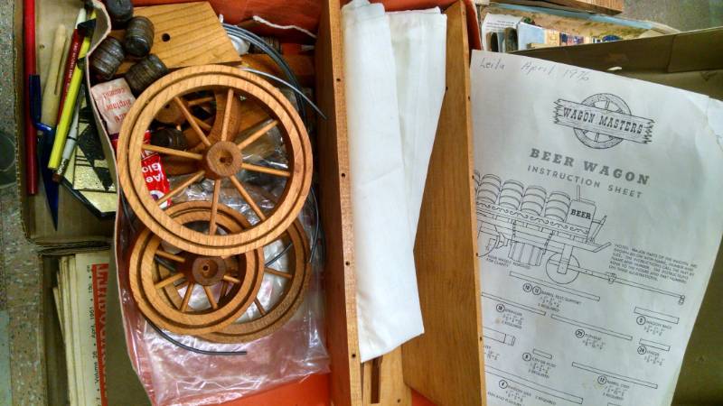 lot 1457 image: Wood Model Kits - Beer Wagon, Covered Wagon, Horse Team, Ox Team