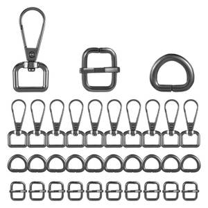 lot 2003 image: 30 Pcs Purse Hardware for Bag Making Swivel Snap Hooks D Rings Square Tail Ring Buckles Tri-glide Slide Buckles Set for Purse Crafting Keychain Accessories Metal DIY Craft Supplies Black (0.5in) - Retail $9